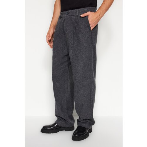 Trendyol Men's Gray Wide Leg Wide Fit Baggy Cachet Thick Winter Trousers Cene