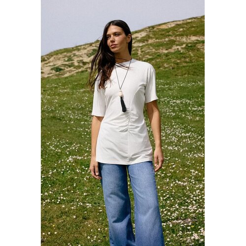 Trendyol Modest Ženska majica Tctss26Rt00004, Krem Slike