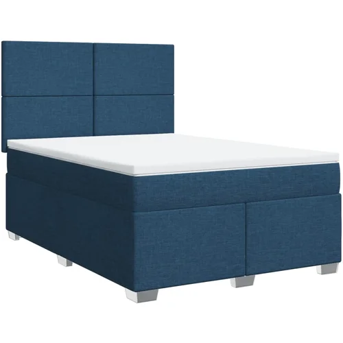 vidaXL Box spring postelja z vzmetnico modra 160x200 cm blago, (21305516) vidaXL Box spring postelja z vzmetnico modra 160x200 cm blago, (21305516)