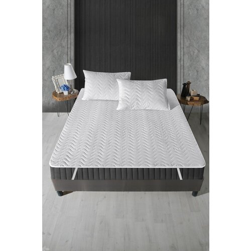 quilted alez (140 x 200) white double bed protector Slike