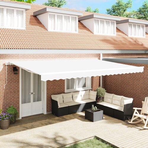 VidaXL Ručna uvlačiva tenda Bijela 500x350 cm Slike