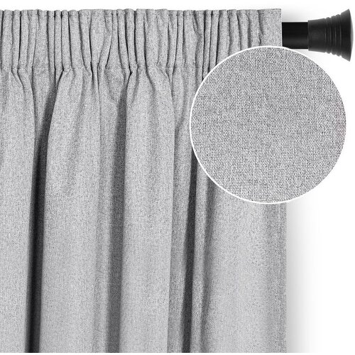 Restilo CORITA curtain, colour: grey, smooth, classic or modern style, multifunctional tape, material: textured fabric with blackout effect, 140x160 Slike