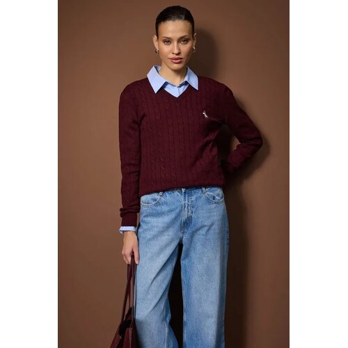 TRENDYOLMILLA ženski duks Twoaw26Kz00259, burgundac Slike