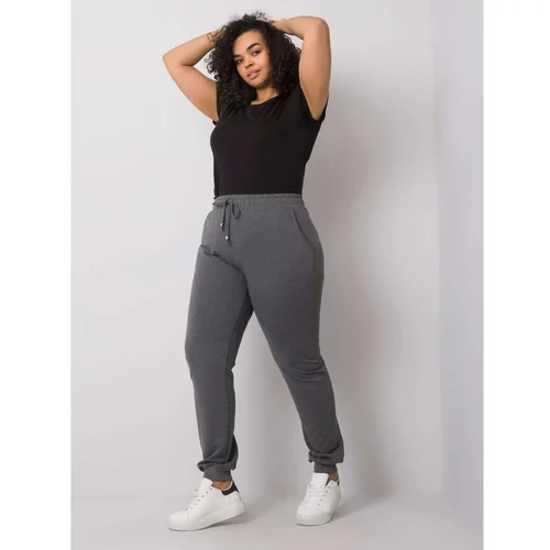 Fashionhunters Dark gray melange women's sweatpants plus size