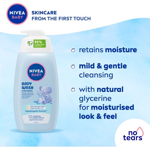 Nivea Baby Body Wash Mild Bath gel za tuširanje i pranje za nježnu kupku 450 ml za otroke Cene