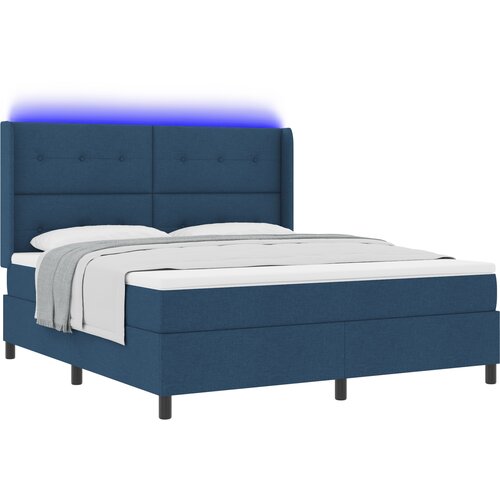 vidaXL Box Spring postelja z vzmetnico in LED modra 180x200 cm tkanina, (22049442) Cene