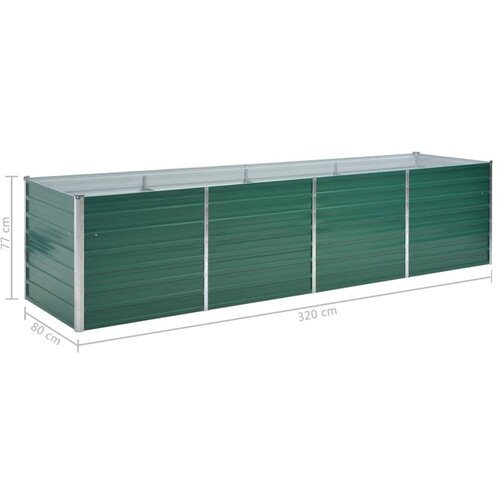  Vrtna sadilica od pocinčanog čelika 320 x 80 x 77 cm zelena Slike
