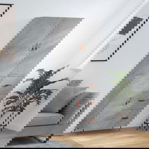 vidaXL Visoka komoda betonsko siva 69,5x34x180 cm inženirski les Cene