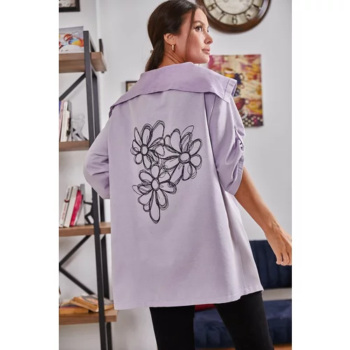 armonika Women's Lilac Back Floral Printed Seasonal Jacket