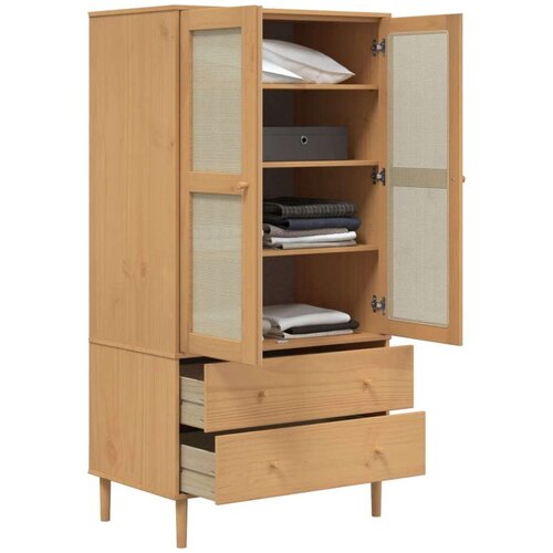 vidaXL Garderobna omara SENJA videz ratana rjava 90x55x175 cm borovina Cene