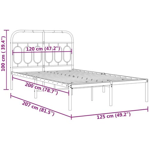 VidaXL Metalni okvir za krevet s uzglavljem bijeli 120x200 cm Slike
