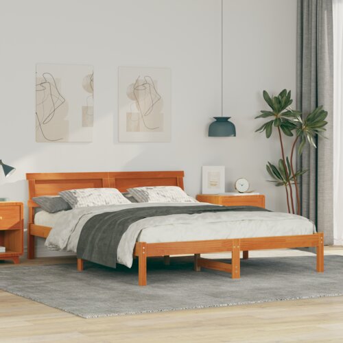 vidaXL konstrukcija postelje voščeno rjava 160 x 200 cm borovo les Cene