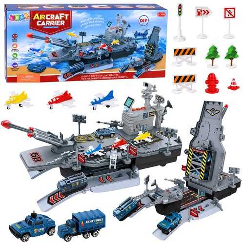 Military Set Aircraft Carrier Base Fighters Vehicles Lights Sound Slike