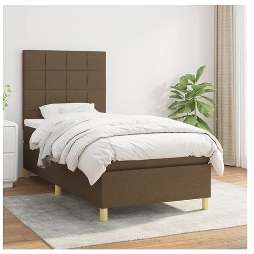 vidaXL Box spring postelja z vzmetnico temno rjav 90x190 cm Cene