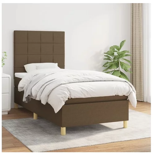 vidaXL Box spring postelja z vzmetnico temno rjav 90x190 cm