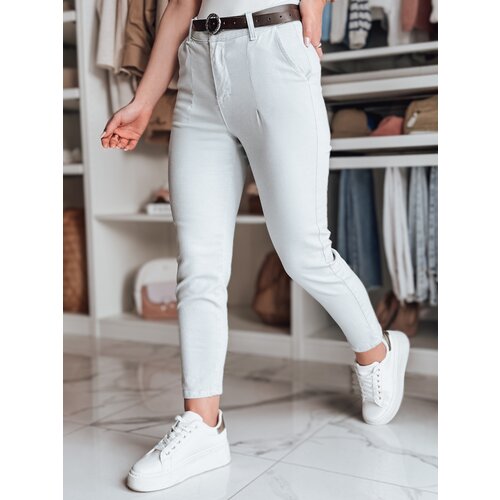 DStreet Spodnie damskie slim fit z paskiem TAIRONIK jasnoszare Slike
