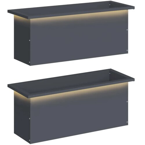  Vrtna posuda za sadnju s LED svjetlom 2 kom. Antracit - Antracit 30 x 80 x 30 cm 2 Slike