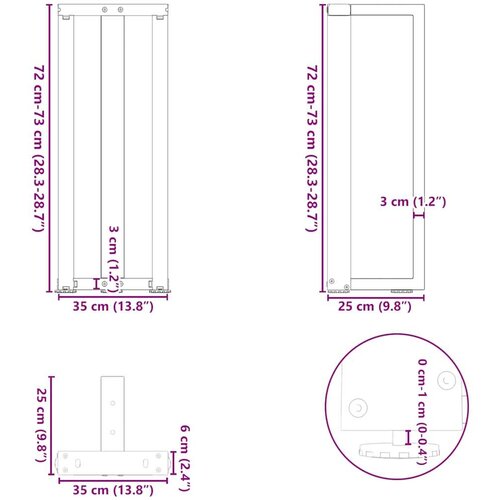  Noge konzolnog stola T-oblika 2 kom antracit 38x25x(72-73) cm Slike