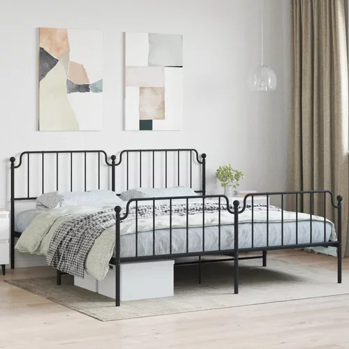 Metalni okvir kreveta s uzglavljem i podnožjem crni 193x203 cm