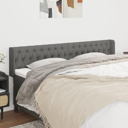 VidaXL Vzglavje z u&amp;scaron;esi temno sivo 183x16x78/88 cm blago Slike