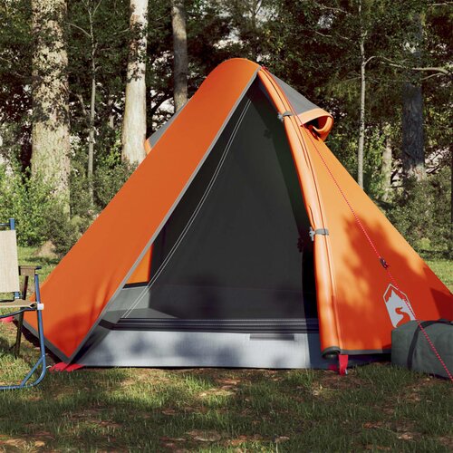 vidaXL Šotor za kampiranje 2 osebi siv oranžen 267x154x117cm 185T taft Cene