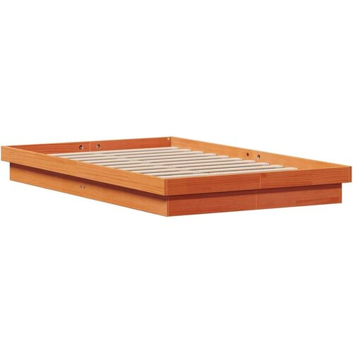 VidaXL LED okvir kreveta vo&amp;scaron;tano smeđi 120x190 cm od masivne borovine Slike
