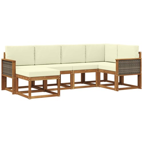 vidaXL Zunanja garnitura za sedenje 6 pcs Naravna in smetana Poliester, (5000280961) Cene