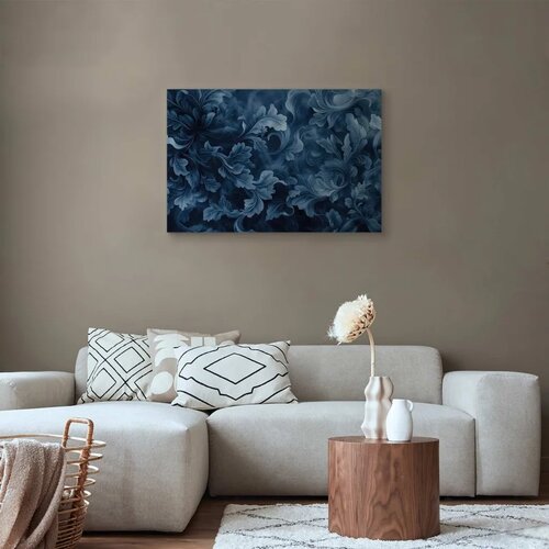  Slika - Abstract Ornaments Dark Blue Victorian Leaves 60x40 Akustična Cene
