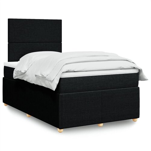 vidaXL Box spring postelja z vzmetnico črn 120x200 cm blago Cene