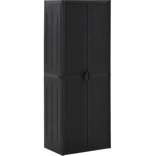 The Living Store Vrtna omara črna 65x45x172 cm PP ratan - Vrtna Omarica, (21435264) Slike