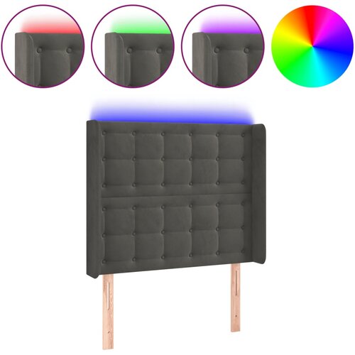 VidaXL LED posteljno vzglavje temno sivo 103x16x118/128 cm žamet, (20793985) Slike