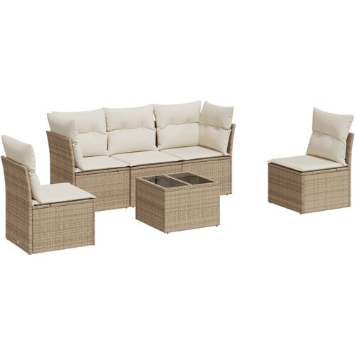 VidaXL 6-dijelni set vrtnih sofa s jastucima bež od poliratana Slike
