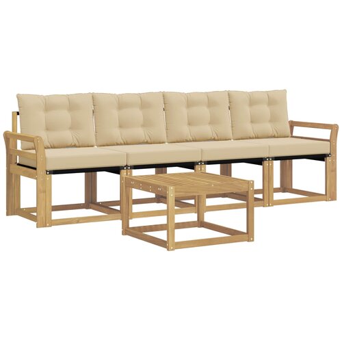 vidaXL Zunanja garnitura za sedenje z blazino 5 pcs Bela in bež, (5000281327) Cene