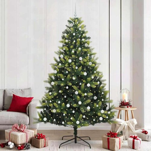 vidaXL Umjetna Božićna Jelka s Povezivanjem, 300 LED-a Zelena 240 cm Cijene
