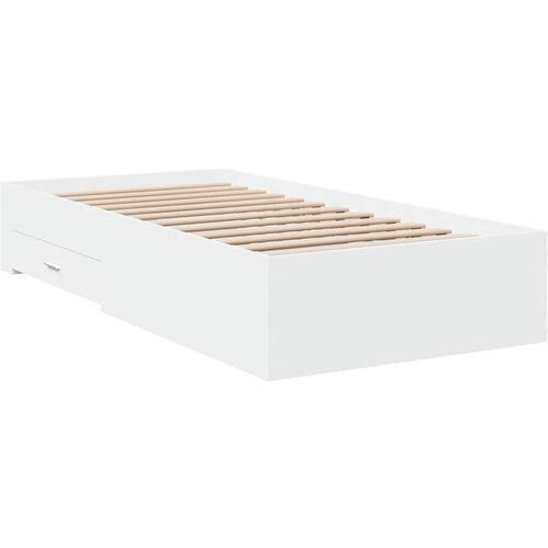 VidaXL Posteljni okvir s predali bel 100x200 cm inženirski les, (21112110) Slike