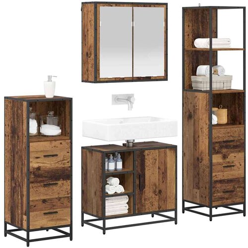 VidaXL set namje&amp;scaron;taja za kupaonicu 4 pcs staro drvo 65 x 33 x 60 cm Slike