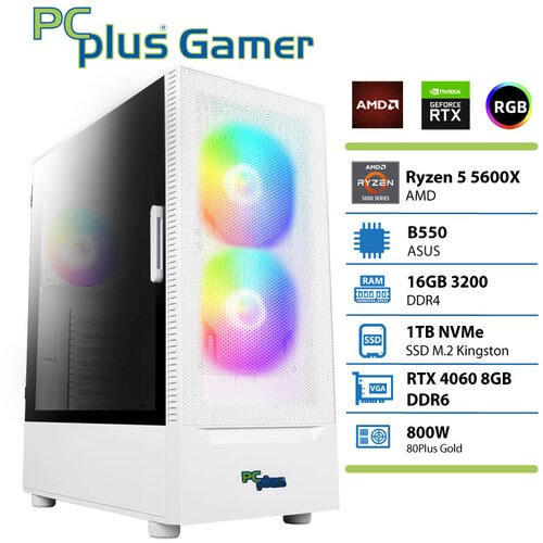 PCPLUS gamer ryzen 5 5600X 16GB 1TB rtx 4060 8GB bel gaming namizni računalnik, (21839547) Cene