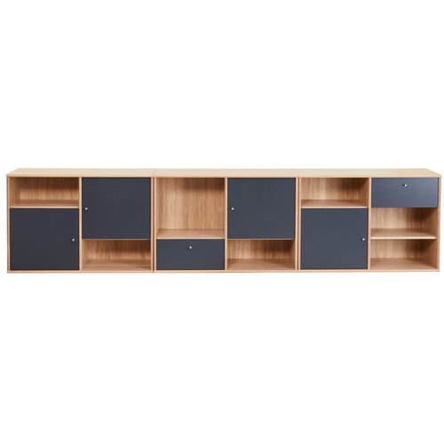 Hammel Furniture Crna niska komoda u dekoru hrasta 267x61 cm Mistral - Cijene