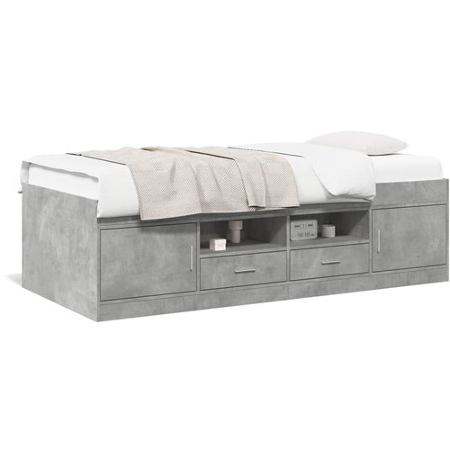 vidaXL Dnevni krevet s ladicama siva boja betona 90 x 190 cm drveni Cijene