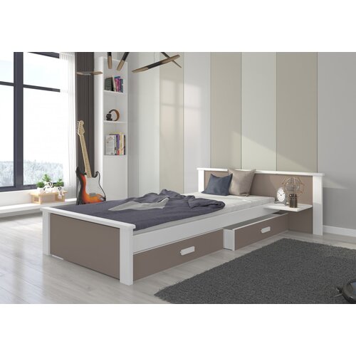 ADRK Mladinska postelja ALDEX SHELF z dvema predaloma 180x80 cm - BELA-HRAST TARTUF Cene