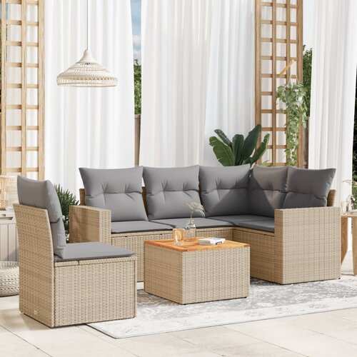 vidaXL 6-dijelni set vrtnih sofa s jastucima bež od poliratana Cijene