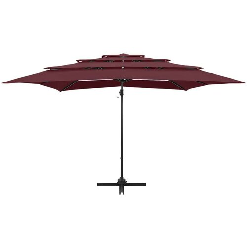  Suncobran s 4 razine i aluminijskom &amp;scaron;ipkom bordo 250 x 250 cm Slike