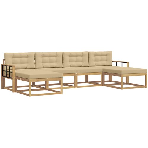 Set vanjskih sofa 6 kom. Bijela i bež Smeđa 329 x 162,5 x 73 cm Slike