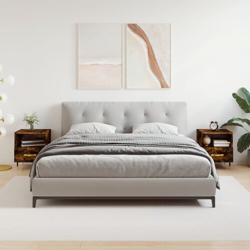 VidaXL Nočna omarica 2 kosa dimljen hrast 40x35x47,5 cm inženirski les Slike