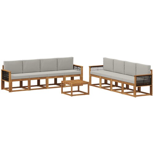 vidaXL Zunanja garnitura za sedenje 7 pcs Naravna in svetlo siva, (5000281035) Cene