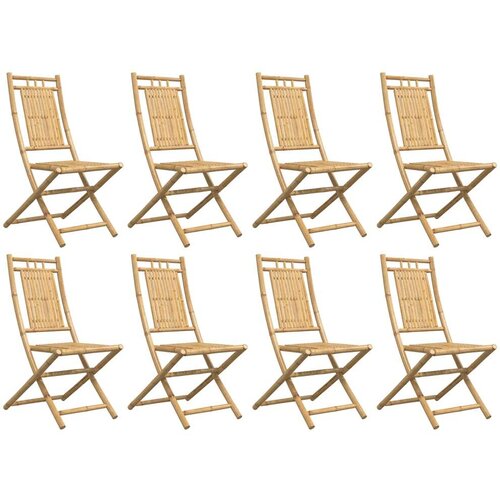  Sklopive vrtne stolice 8 kom 46 x 66 x 99 cm od bambusa Slike