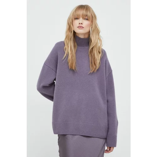 Samsoe Samsoe Vuneni pulover za žene, boja: ljubičasta, topli, s poludolčevitom