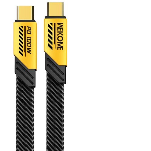 WEKOME wdc-192 usb-c 1m flat yellow/black 100w Kabl ( 60227 ) Slike