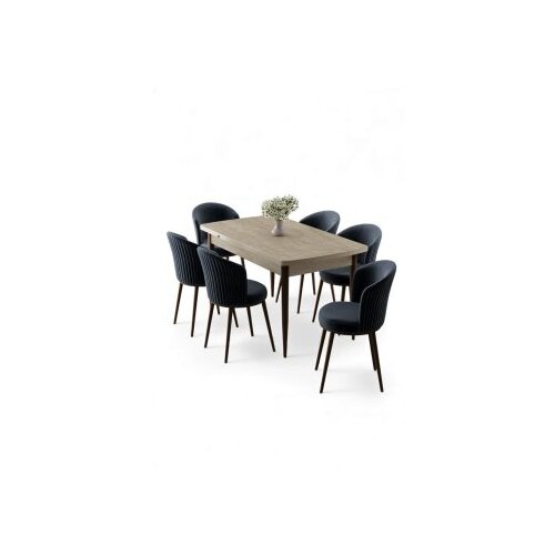 Hanah home Rasklopivi trpezarijski sto i stolice (7 delova) Asfel Travertine Anthracite Cene