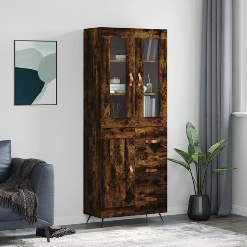 The Living Store Visoka komoda dimljen hrast 69,5x34x180 cm inženirski les - Visoka Omarica, (21657452) Cene